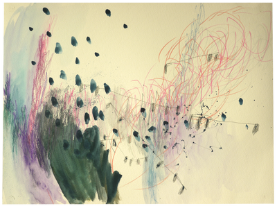 Abstrakte Malerei in Mischtechnik auf Papier, 2014